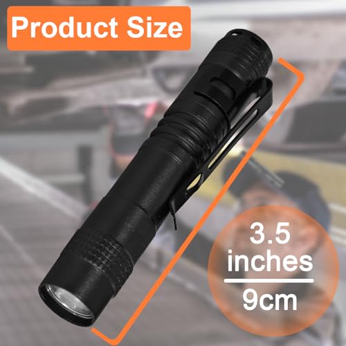 ATZNZIK 2 Pcs Mini LED Flashlight Small Pocket Flashlights with Clip Pen Lights Flashlights Bulk for Inspection, Work, Eme...
