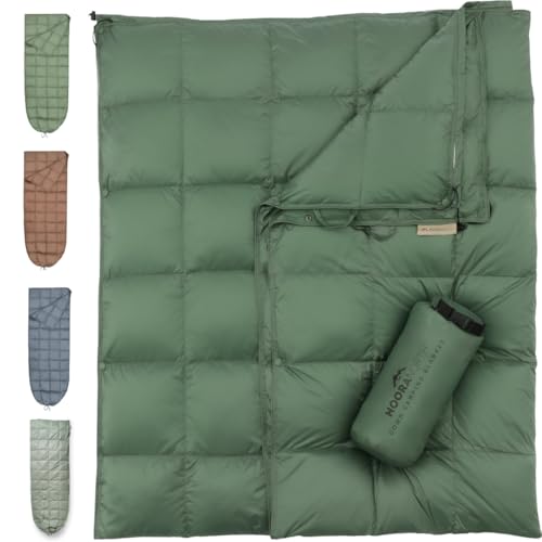 Noora North Down Camping Blanket with Footbox – Lightweight, Packable, Water Resistant Backpacking Quilt & Warm Puffy Comp...