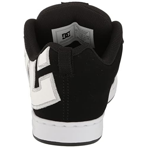 DC Women's Court Graffik Casual Low Top Skate Shoe, Black/White Stencil, 9.5