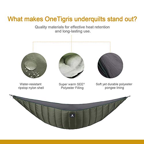 OneTigris Night Protector Ultralight Hammock Underquilt, Full Length Camping Quilt for Hammocks Warm 3-4 Seasons, Weighs o...