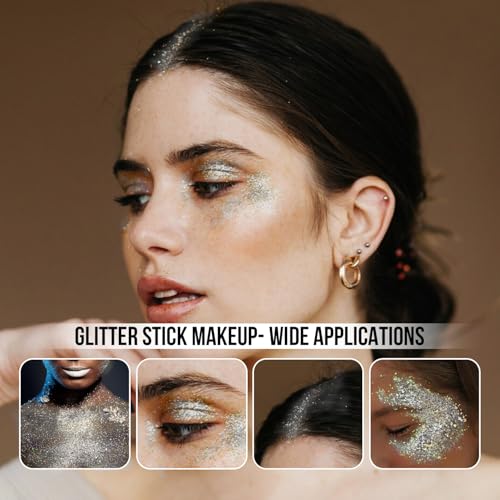 Brzeaf Waterproof Mermaid Glitter Stick, Shimmery& Long Lasting, Christmas Hair Eyeshadow Face Body Glitter, Singer Concer...