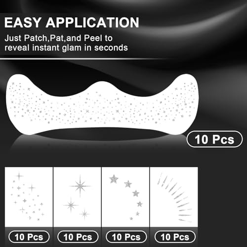 20PCS Glitter Freckles, Glitter Freckles Face Tattoo, Sparkle Freckles for Women and Kids, Cute Star Waterproof Silver Tem...