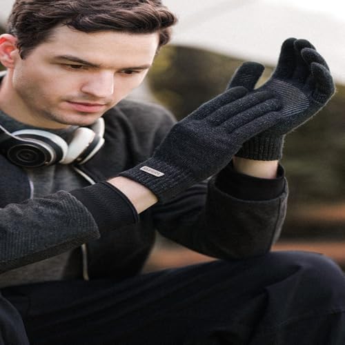 Black Winter Warm Gloves for Men Women Windproof Waterproof Thermal Touchscreen for Cycling Biking Sports Outdoor Work