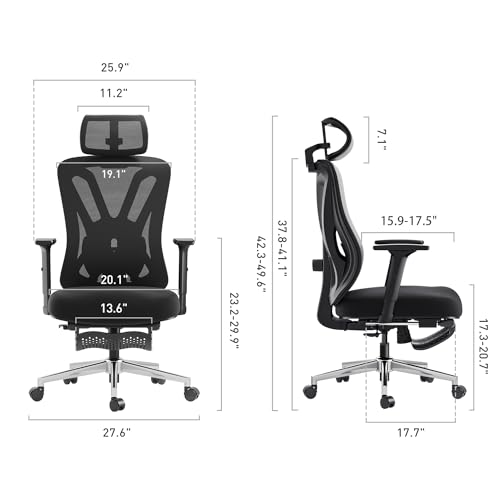 Hbada P5 Ergonomic Office Chair, Desk Chair with Adjustable Lumbar Support and Height, Comfortable Mesh Computer Chair wit...