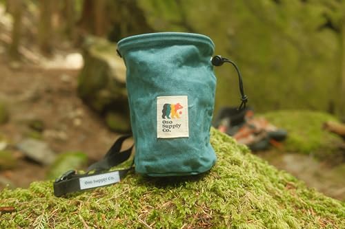 Oso Supply Co - Waxed Canvas Chalk Bag for Rock Climbing, Bouldering Chalk Bucket with Belt, Waterproof, Zippered Pocket -...