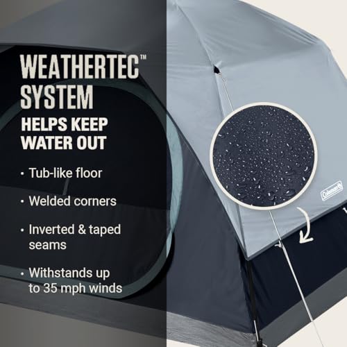 Coleman Skydome Tent with LED Lights & 5-Minute Setup, Weatherproof 4-Person Tent with Overhead Lighting, Made of PFAS-Fre...