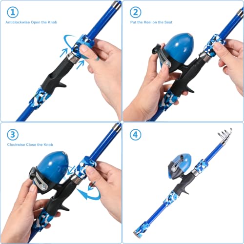 LEOFISHING Portable Kids Fishing Rod Set 2Pack Telescopic Fishing Poles for Boys and Girls Fishing Rod and Reel Combos wit...