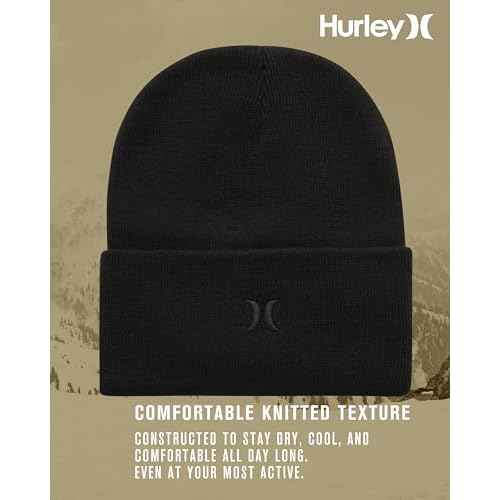 Hurley Men's Winter Hat - Heavyweight Slouchy Fit Icon Cuffed Beanie