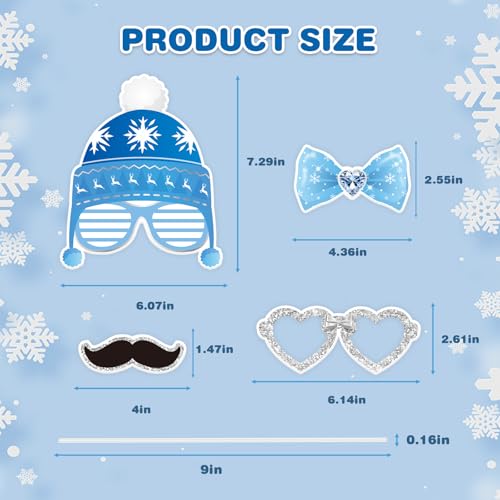 KALEFO 30Pcs Hello Winter Photo Booth Props Winter Wonderland Party Decorations Snowflake Photo Booth Props Kit Wedding Ho...