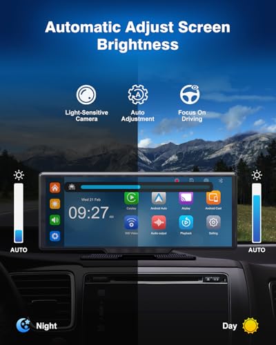 Wireless Car Play Screen with 4K Dashcam, 9.26 Inch Compatible with Apple Carplay/Android Auto, Carplay Screen for Car wit...