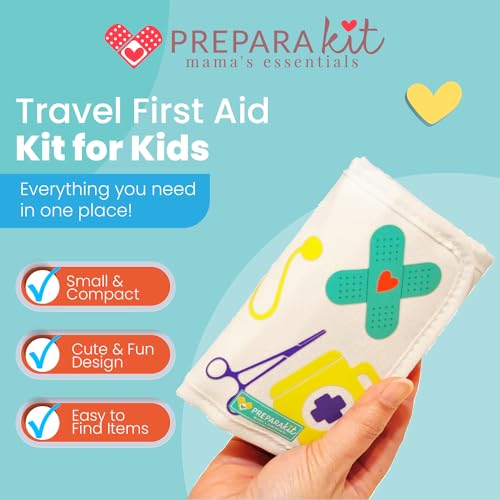 PreparaKit Travel First Aid Kit for Kids - Mini First Aid Kit for Car, Purse, Backpack, or Diaper Bag - 75 Piece Travel Me...