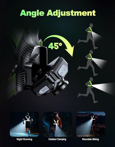 ISEYOU Running Lights for Runners, 500 Lumens Running Light with 45° Adjustable Tilt, 360° Reflective Vest & IPX4 Waterpro...