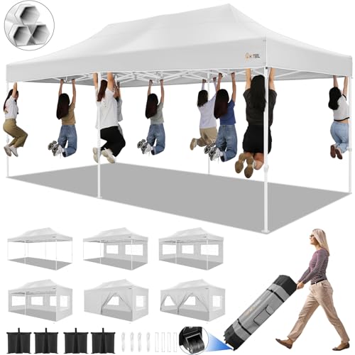 HOTEEL 10x20 Pop up Canopy Tent for Parties, Heavy Duty Easy Setup Tent with 6 Sidewalls, Outdoor Commercial Instant Gazeb...