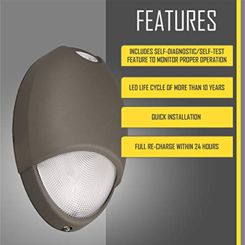 Hubbell Lighting CUWZ-PC Exterior Emergency Lighting with Battery Backup and Photocell, Commercial Grade LED Outdoor Emerg...