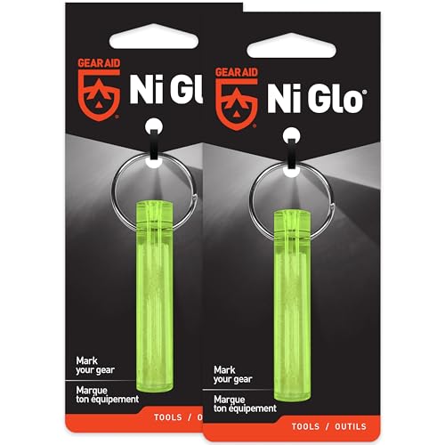 GEAR AID Ni Glo 2” UV Rechargeable Glowing Keychain – Multi-Purpose Glow-in-the-Dark Accessory for Camping