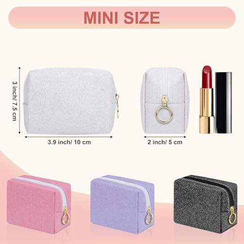 Desing Wish Shining Mini Makeup Bag for Purse Portable Lipstick Pouch Soft PU Leather Small Cosmetic Bag for Travel Cute L...