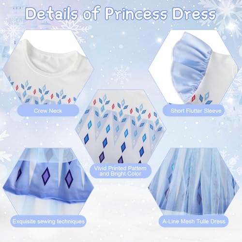 HenzWorld Princess Dress up for Girls Birthday Party Outfits Halloween Costumes for Kids Princess Costumes Tulle Tutu Dress