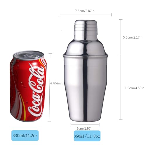 Delidge 12oz Cocktail Shaker Small Single Bar Shakers Bartending Stainless Steel Espresso Shaker for Martini Margarita Alc...