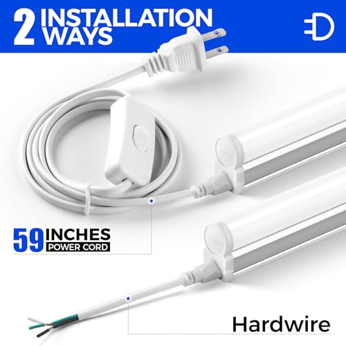 Barrina (Pack of 12 LED T5 Shop Light, 4FT, 2200lm, 6500K (Super Bright White), 20W, Utility Shop Lights, Ceiling and Unde...
