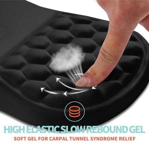 Kuosgm Ergonomic Mouse Pad Wrist Support with Memory Foam Massage Bulge, Carpal Tunnel Pain Relief Mousepad Wrist Rest for...