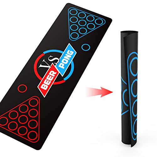 GOLDGE 63 x 23.6 inches Beer Pong Table Mat, Drinking Games for Adults Party – Perfect for Drinks, Soda, Punch, BBQs, Picn...