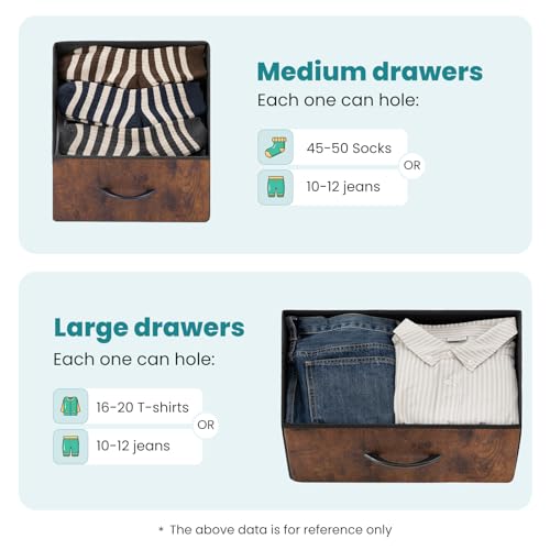 OLIXIS 7 Drawers Dresser for Bedroom, Fabric Storage Tower for Living Room, Entryway - Sturdy Steel Frame, Wooden Top & Easy Pull Fabric Bins, Closet Chests Organizer for Clothes, Classic Rust Brown