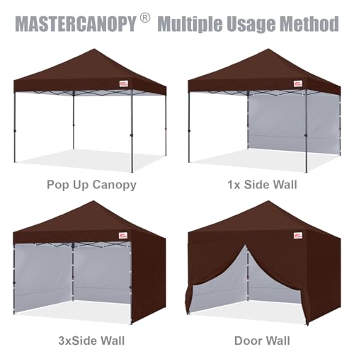 MASTERCANOPY Heavy Duty Pop-up Canopy Tent with Sidewalls (10x10,Brown)
