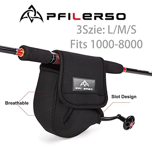 PFIERSO 3Pcs Fishing Spinning Reel Covers Bag Baitcasting Trolling Fishing Reel Protective Case Pouch Sleeve Gloves Fishin...
