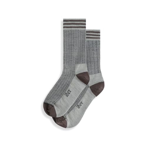 IBEX Merino Wool Nomad Herringbone Unisex Hiking Socks | Crew Socks with Seamless Toe & Arch Support