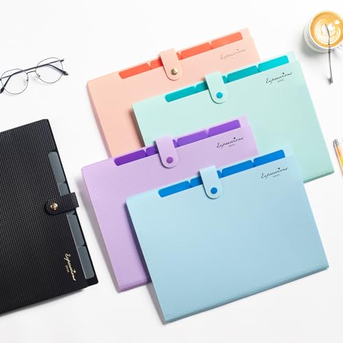 Sooez Accordion File Organizer, Letter Size Expanding File Folder with Labels, 5 Pocket Folders for Documents, Portable Pa...