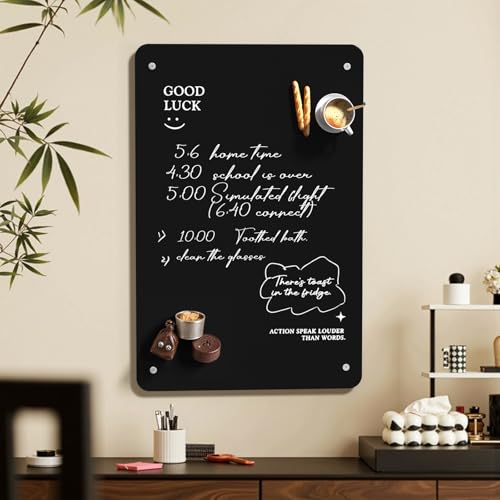 FANXIYQ 2Pack Magnetic Board for Wall with 4 Expansion Screws & 4 Paste Hooks - Durable Metal Bulletin Board for Home/Offi...