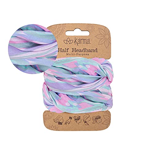 Karma Grey Poppies Headband for Women - Medium - Fabric Headband and Stretchy Hair Scarf - Multicolor
