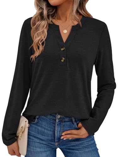 AUTOMET Women's Long Sleeve Shirts 2025 Fall Fashion Dressy Casual Tops Trendy Henley Blouses Cute Work Outfits Clothes