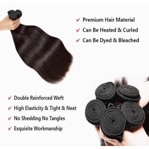 Brazilian Virgin Straight Hair Bundles 18 20 22 Inch 100% Unprocessed Virgin Human Hair Weave Bundles Human Hair Extension Double Weft Natural Color Straight Hair Bundles