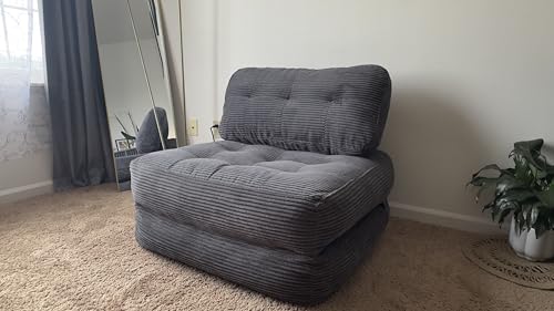 YITAHOME Folding Sofa Bed, Convertible Lazy Sleeper Chair with Pillow Foldable Mattress with Back Support, Portable Fold Out Chair Bed,Comfy Floor Sofa Lounge for Living Room, Bedroom, Dark Grey