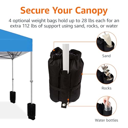 Amazon Basics Outdoor Pop Up 10 x 10 Canopy Tent for Events, Portable with Easy Setup, Includes Wheeled Carry Bag, 8 Pegs,...