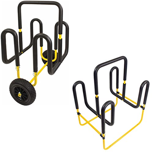 Suspenz Stand Up Paddle Board Surfboard Transport Cart & Stand, Double Trouble Carrier/Trolley Converts to a Stand for 2 S...