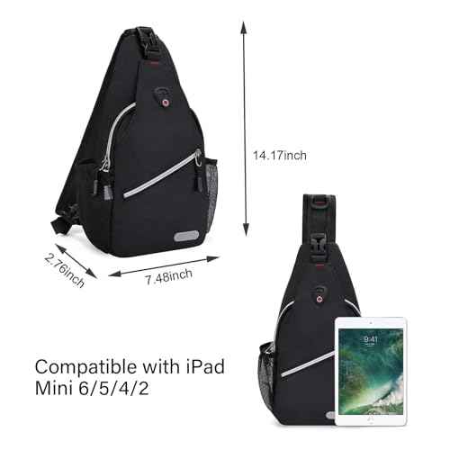 MOSISO Mini Sling Backpack,Small Hiking Daypack Travel Outdoor Casual Sports Bag, Black