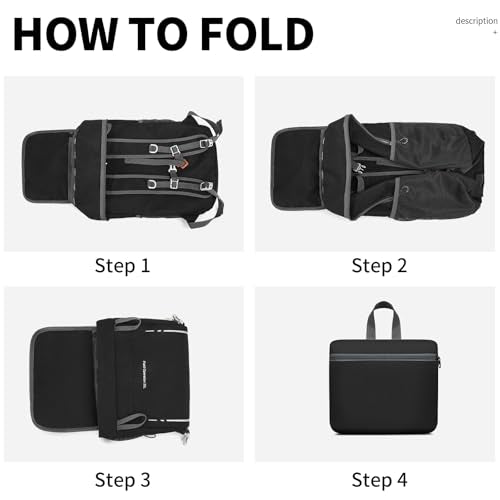 Bymontin 35L Lightweight Packable Backpack – Durable Foldable Daypack for Travel, Hiking, and Gym (Black)