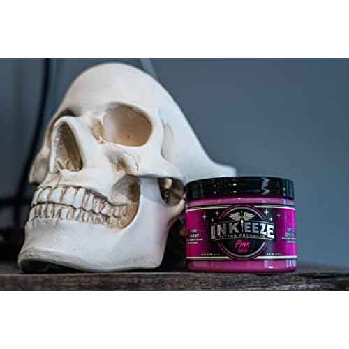 INK-EEZE Pink Tattoo Ointment for Artists and Aftercare, Essential Oils, Vegan, Cruelty Free, Made in USA, Bubble Gum, 6oz