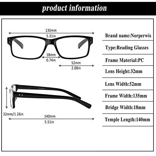 NORPERWIS Reading Glasses 5 Pairs Quality Readers Spring Hinge Glasses for Reading for Men and Women (5 Pack Mix Color -2,...