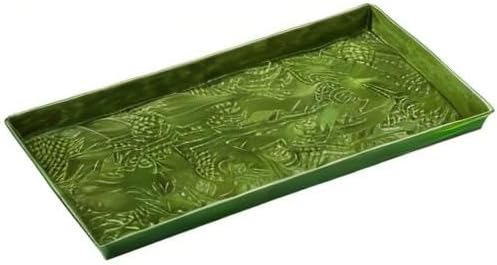 HF by LT Pine Branch Pattern Enamel Boot Tray, 30 x 13 inches, Forest Green