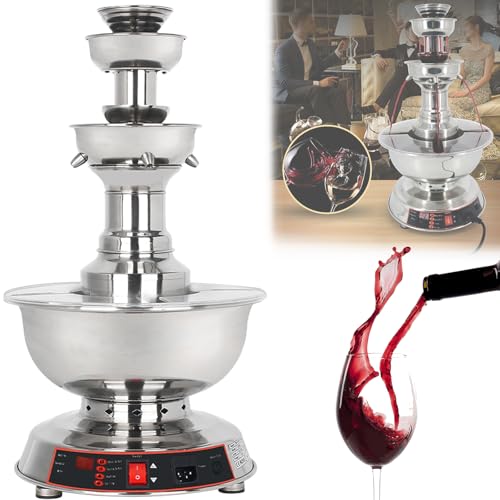 3-Tier Wine Fountain Machine - 3.5L Electric Stainless Steel Beverage Dispenser with 0-100℃ Temperature Adjustment, Suitab...