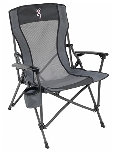 Browning Folding Camping Chairs for Adults - Durable Mesh Fabric Over Sturdy Powder Coated Steel Frame, Armrests Cup Holde...