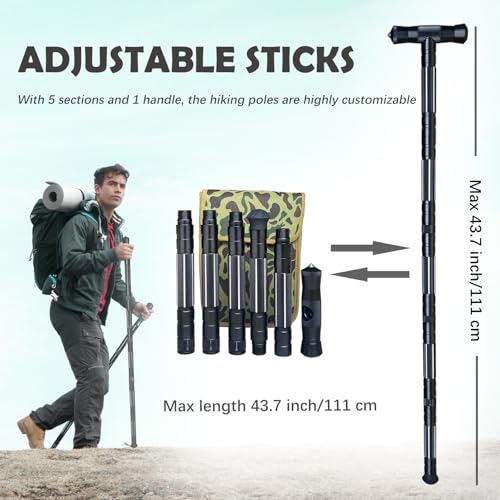 Autuveen Hiking Tactical Stick Walking Staff,Portable Walking Sticks Trekking Poles Outdoor Multitool Camping Gear for Men...