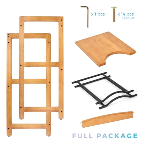 5 Gallon Water Jug Holder with Top Shelves, Natural Solid Wood Water Dispenser Stand 31"H, 3-Tiers 5 Gallon Water Jug Stan...