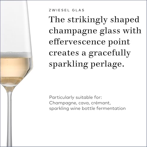 ZWIESEL GLAS Pure Champagne Glass (Set of 6), Champagne Flutes with Effervescent Point, Dishwasher-Safe Tritan Crystal Gla...