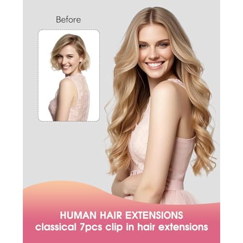 Youngsmile Human Hair Clip in Extensions, 16 Inch 120g 7Pcs Hair Extensions Clip in Balayage Chocolate Brown Mixed Caramel Blonde Human Hair Easy to Install,Thick End,Soft Silk (CLIP#4/27/4-16Inch)