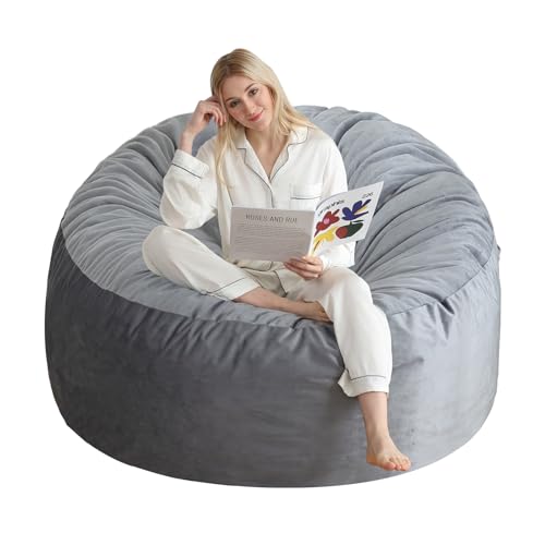 3 Ft Bean Bag Chair, Memory Foam Bean Bag Chairs for Adults with Filling, Round Bean Bag Sofa with Filler Included, Beanba...