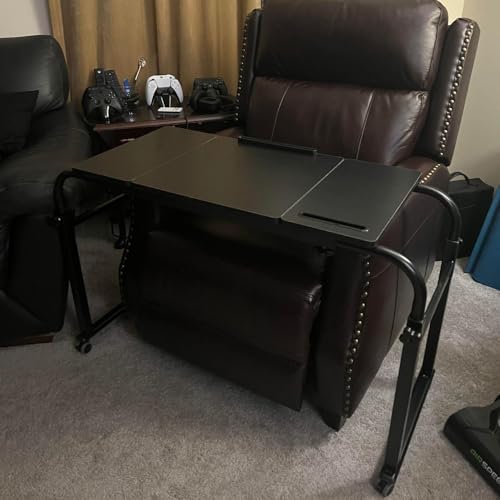 Overbed Table with Wheels Laptop Desk Cart Table Over The Bed Table Adjustable Height and Length for Hospital and Home use